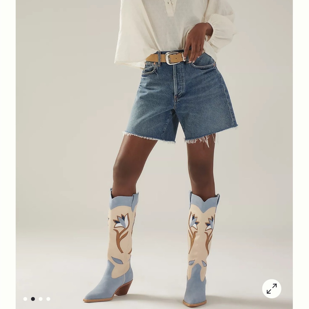 NWT MATISSE X ANTHROPOLOGIE Cool Hand Wester Boot, Blue, size 6 - Picture 3 of 4